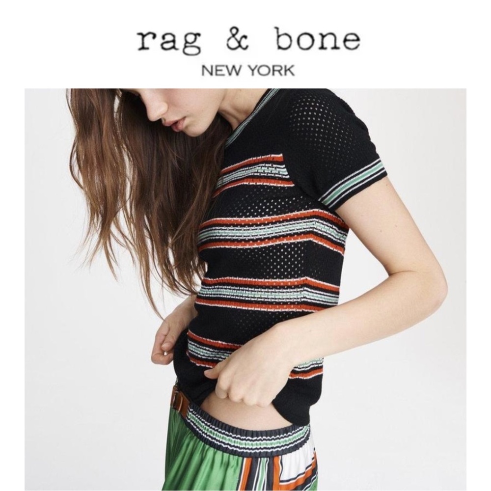 rag and bone Darcie Short Sleeve Mesh Pullover